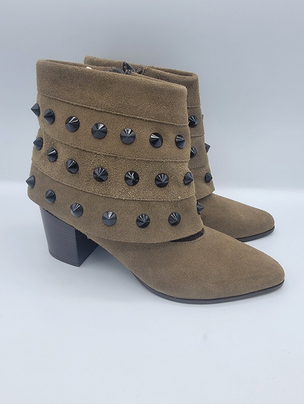 FerrucciStudded Suede Ankle Boots - Olive Taupe